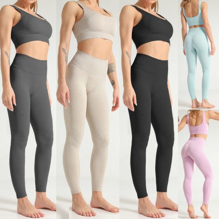 New Women Fitness Sets Bra Crop Top + Pants Quickly-dry Yoga Gym